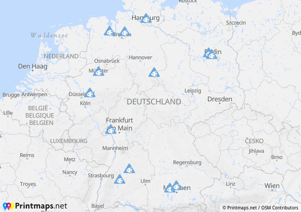 Print een kaart met meerdere locaties