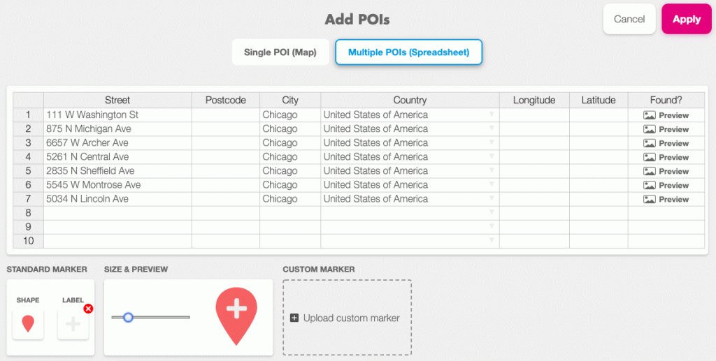 Batch geocode addresses for printable maps