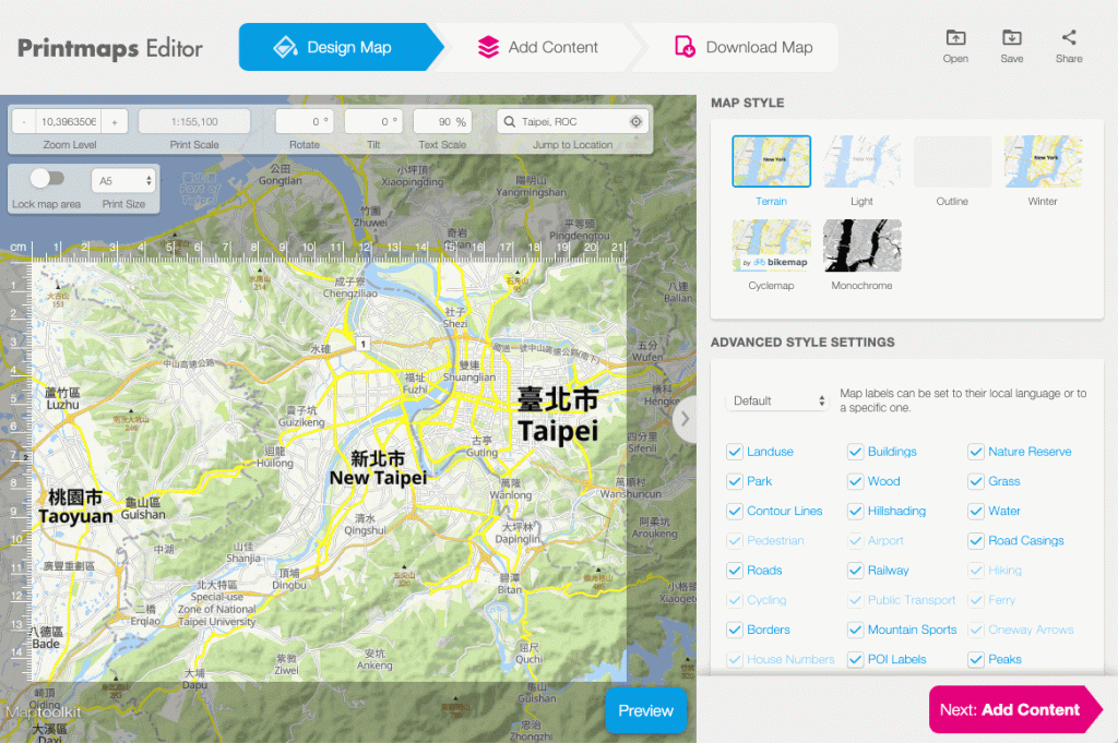 Draw a route with magnetic tool