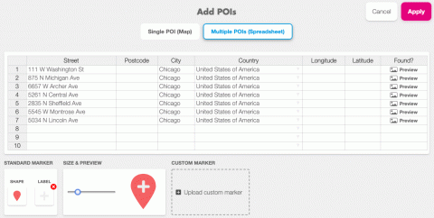 How to print a map with multiple locations